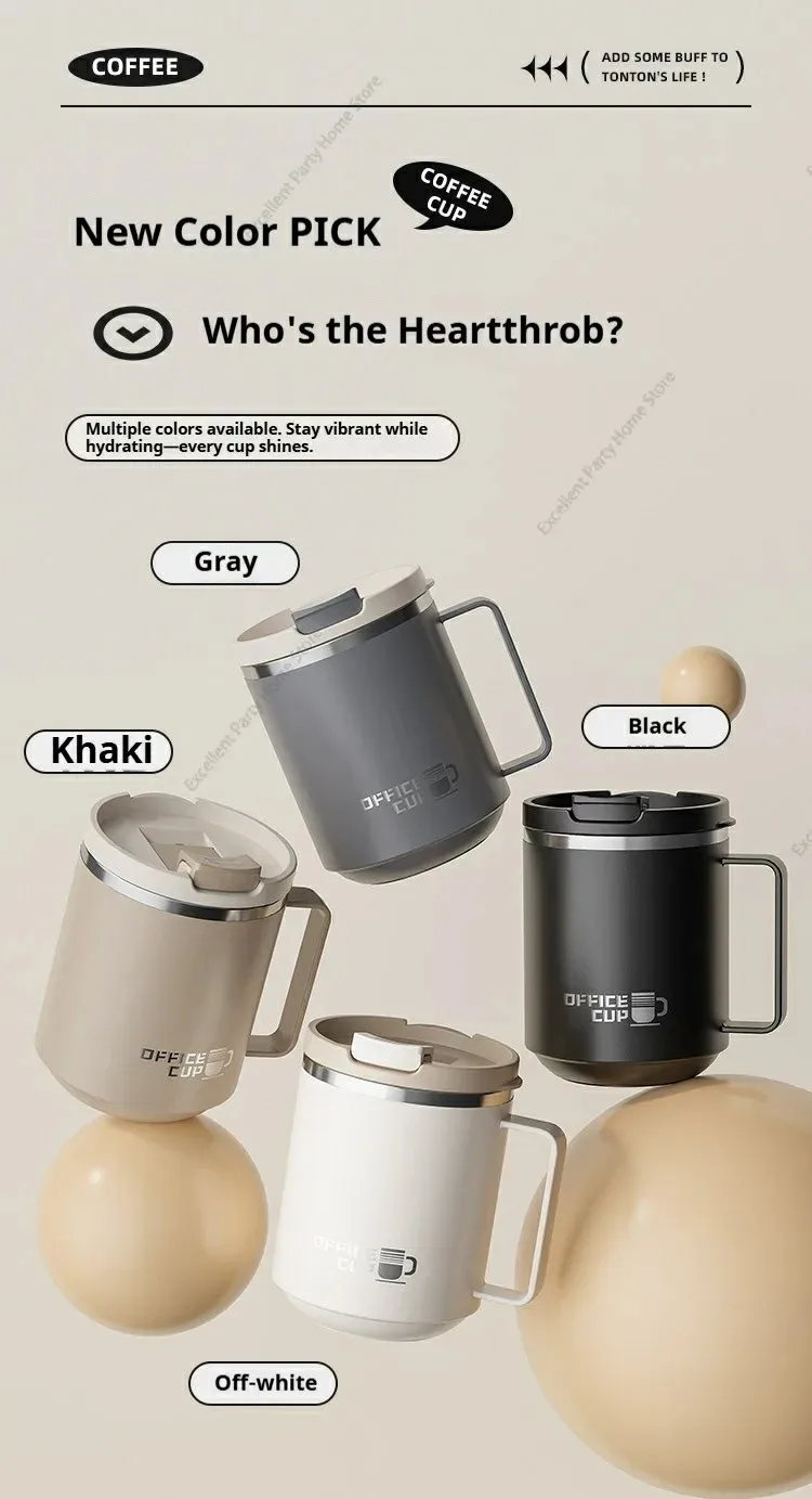 Double Wall Insulated Coffee Mug 304 Stainless Steel Milk Coffee Cup WIth Handle Leak-proof Drinking Cup Adult Student Drinkware - Image 33