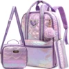 QY.TIMES 3PCS Teen Girls Love Backpack with Lunch Box for Big Kids School Backpacks for Elementary Student Age 6-12