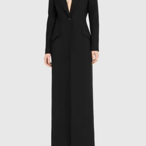 EAM Women Black Single Button X-Long Elegant Blazer New Lapel Long Sleeve Jacket Fashion Tide Spring Autumn 2026 31A0819