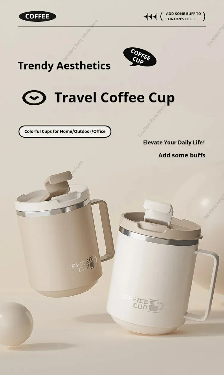 Double Wall Insulated Coffee Mug 304 Stainless Steel Milk Coffee Cup WIth Handle Leak-proof Drinking Cup Adult Student Drinkware - Image 23