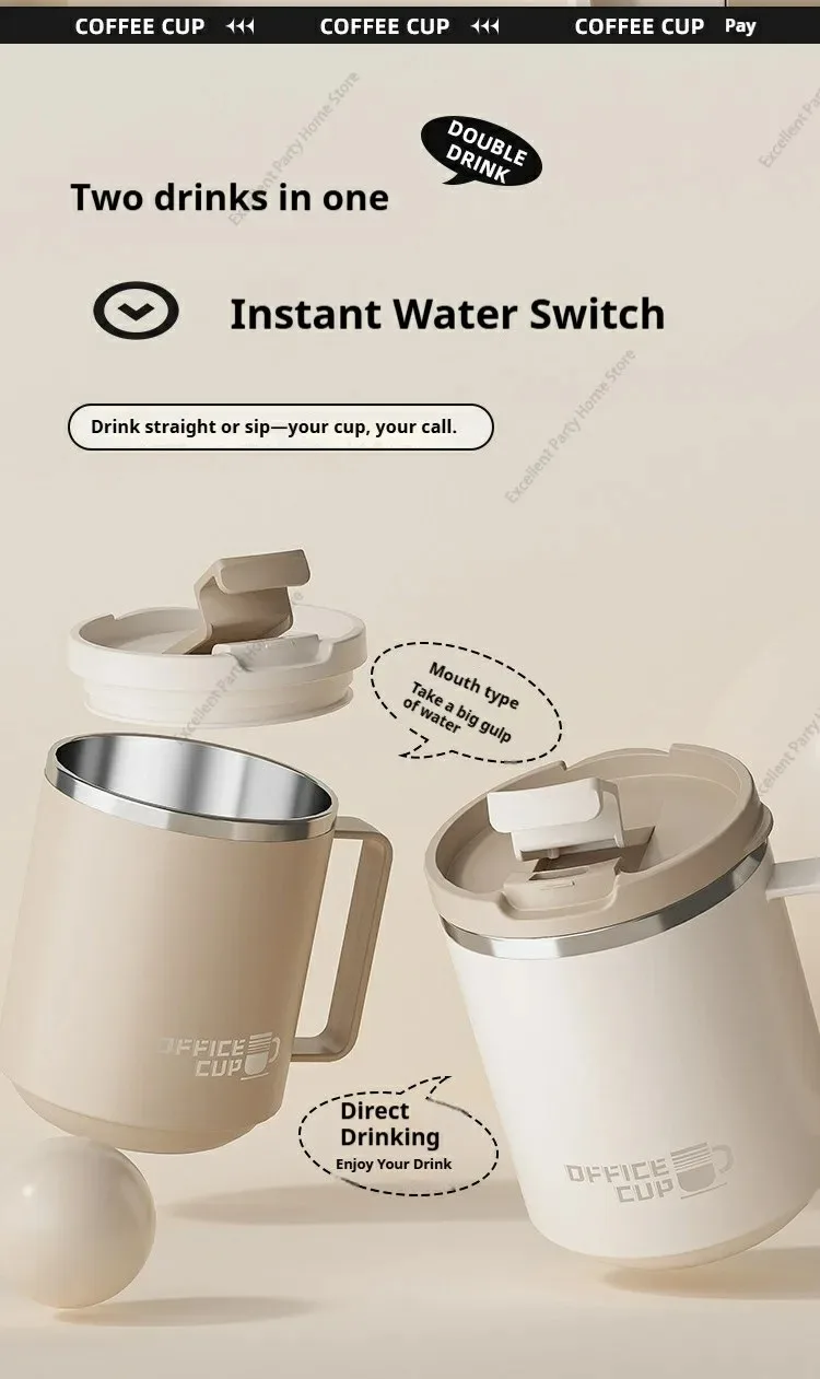 Double Wall Insulated Coffee Mug 304 Stainless Steel Milk Coffee Cup WIth Handle Leak-proof Drinking Cup Adult Student Drinkware - Image 26