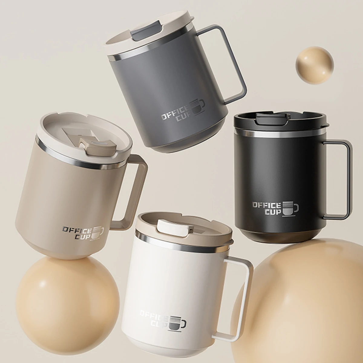 Double Wall Insulated Coffee Mug 304 Stainless Steel Milk Coffee Cup WIth Handle Leak-proof Drinking Cup Adult Student Drinkware