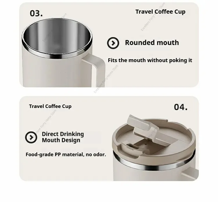 Double Wall Insulated Coffee Mug 304 Stainless Steel Milk Coffee Cup WIth Handle Leak-proof Drinking Cup Adult Student Drinkware - Image 35