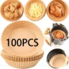 1/100PCS Air Fryer Disposable Paper Square Round Baking Paper Barbecue Plate NonStick Mat Kitchen Oven Oil Absorbing Paper Tool