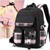 2025 New Student Backpack, Cartoon Cute Girl Backpack, Multi Pocket Lightweight Load Reduction Backpack