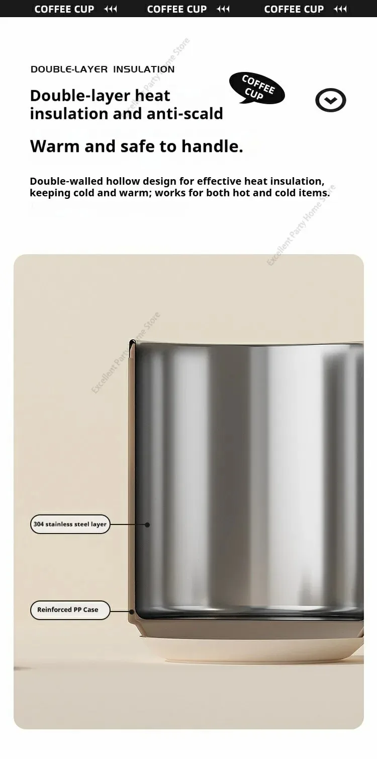 Double Wall Insulated Coffee Mug 304 Stainless Steel Milk Coffee Cup WIth Handle Leak-proof Drinking Cup Adult Student Drinkware - Image 30