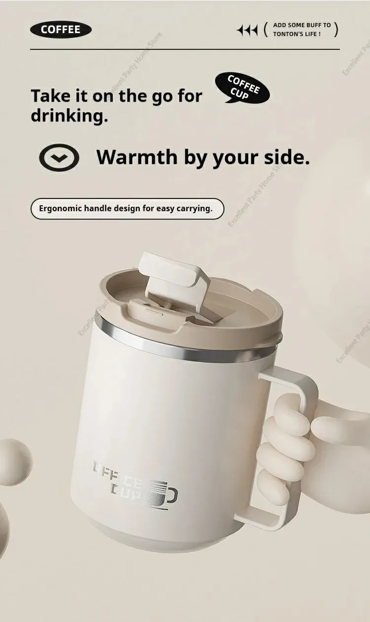 Double Wall Insulated Coffee Mug 304 Stainless Steel Milk Coffee Cup WIth Handle Leak-proof Drinking Cup Adult Student Drinkware - Image 29