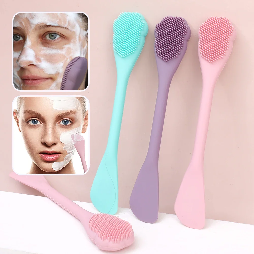 Soft Silicone Facial Cleansing Brush 2 in 1 Silicone Face Mask Brush & Face Scrubber For Exfoliating Massaging Remove Blackhead - Image 3