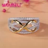 925 Sterling Silver Infinity Love Ring  Shining Cubic Zircon Bowknot Letter 8 Eternity Promise Jewelry for Woman Girlfriend